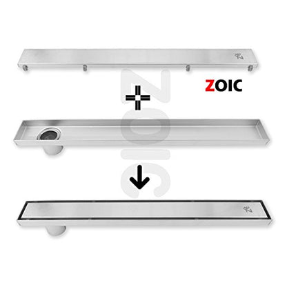 ZOIC Linear Stealth Tile Insert Floor Grate Bathroom Shower Waste Drain 304 Stainless Steel Side Outlet 27.55 Inches (700mm) - size: 27.55'(700mm)