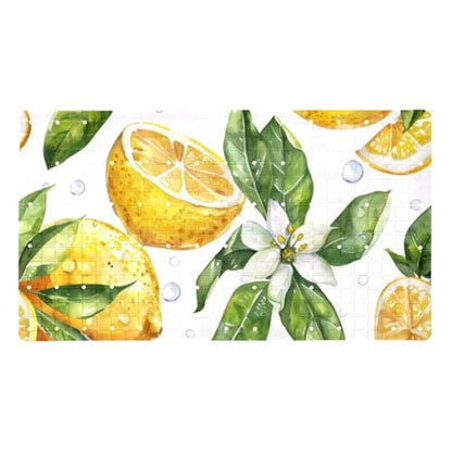 Bath Tub Mat Non Slip 15.1 x 26.8 Inch, Watercolor Seamless Pattern with Lemon and Leaves Eco Friendly Bathmat with Suction Cups Drain Holes Shower Tub Mats - color: Multi 06