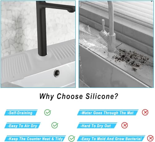 Sink Splash Guard Silicone Sink Faucet Mat Sink Accessories | for Kitchen, Bathroom, Sink Sponge Holder (Transparent) - color: Transparent