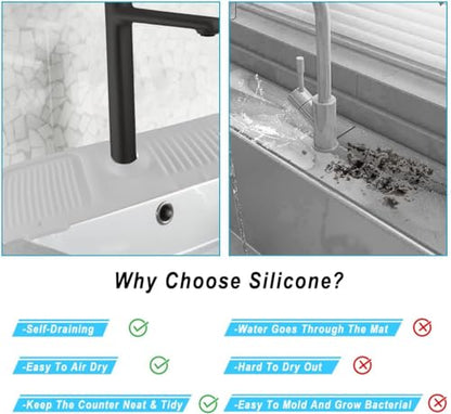 Sink Splash Guard Silicone Sink Faucet Mat Sink Accessories | for Kitchen, Bathroom, Sink Sponge Holder (Transparent) - color: Transparent