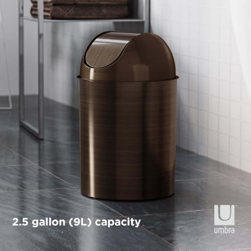 2.5 Gallon Bronze Swing Top Trash Can, Water Rust Dent Resistant
