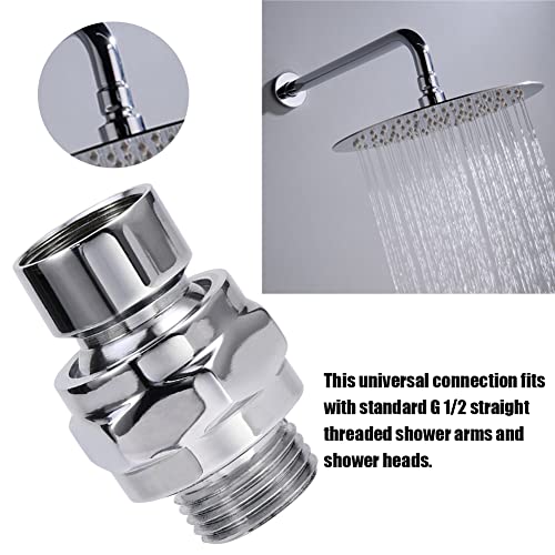Shower Head Connector,Brass Ball Joint Adjustable Shower Arm Extension Swivel Adapter,Large Water Flow Ball Joint Universal Showering Component Shower Connector,Accessory for Bathroom(Polished)