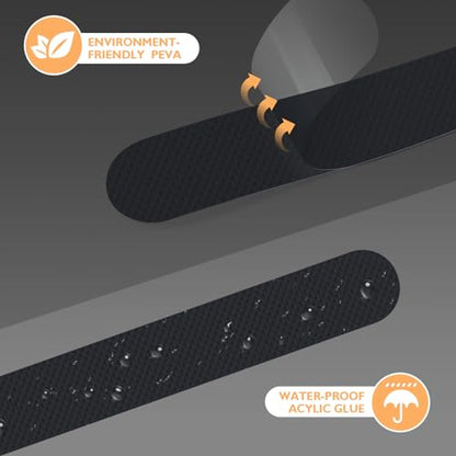 Non Slip Bathtub Stickers, 24 PCS Shower Stickers for Safety Bathroom Tubs, Bathtub Non Slip Stickers and Adhesive Decals Scraper for Bath Tub, Shower Floor, Stairs, Ladders(Black) - color: Black