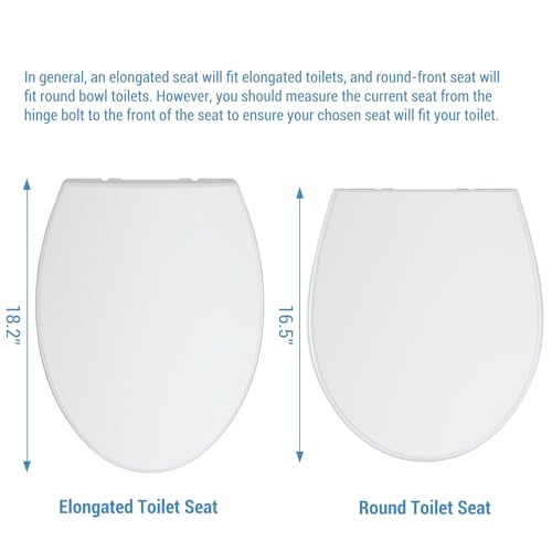 Round Toilet Seat, Soft Close Toilet Seat, Quick Release Hinges,One Button for Easy Cleaning, Slow Close Plastic Toilet Seats and Cover,Easy Installation Never Loosen Hinge White Toilet Lid - size: Round