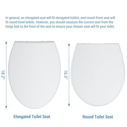 Round Toilet Seat, Soft Close Toilet Seat, Quick Release Hinges,One Button for Easy Cleaning, Slow Close Plastic Toilet Seats and Cover,Easy Installation Never Loosen Hinge White Toilet Lid - size: Round