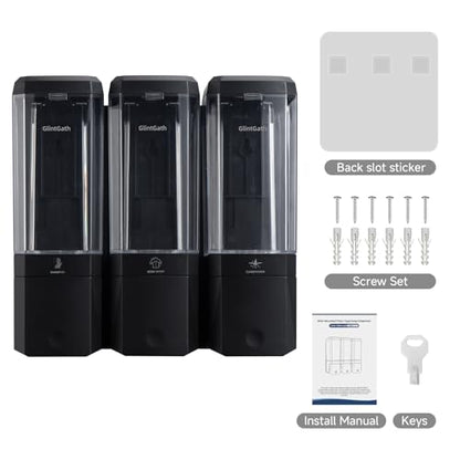 Shampoo and Conditioner Dispenser,GlintGath Shower Dispenser 3 Chamber No Drill Shampoo Dispenser for Shower Wall Mounted Shower Soap Dispenser for Bathroom Hotel,Large Capacity 3 * 500ML, Black - color: Black 3 Chamber