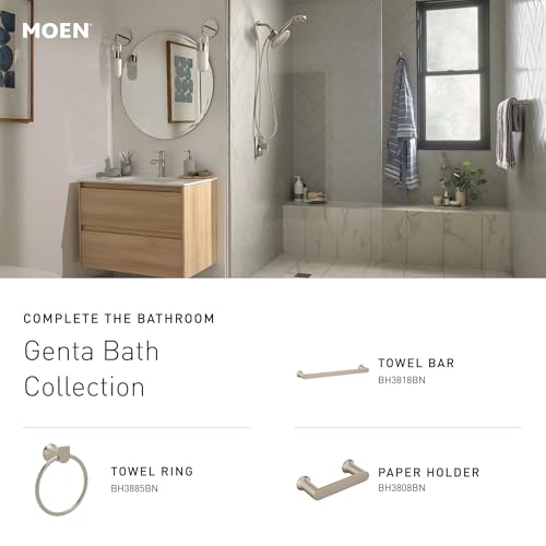 Moen Genta LX Modern Wall Mount Bathroom Hand Towel Ring, Brushed Nickel, BH3885BN - color: Brushed Nickel