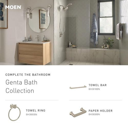 Moen Genta LX Modern Wall Mount Bathroom Hand Towel Ring, Brushed Nickel, BH3885BN - color: Brushed Nickel