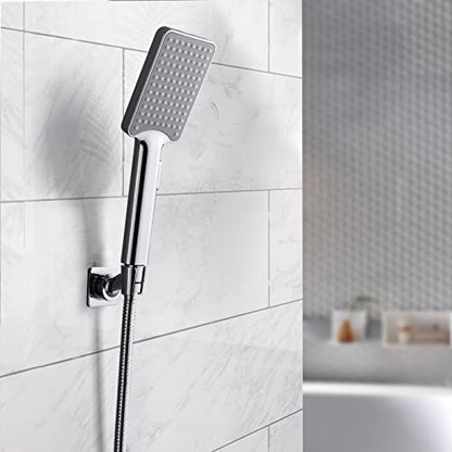 Shower Head Holder, Adjustable Handheld Brass Shower Head Bracket, Wall Mount Holder, Drill Free Glue Installation (Polished Chrome) - color: Polished Chrome