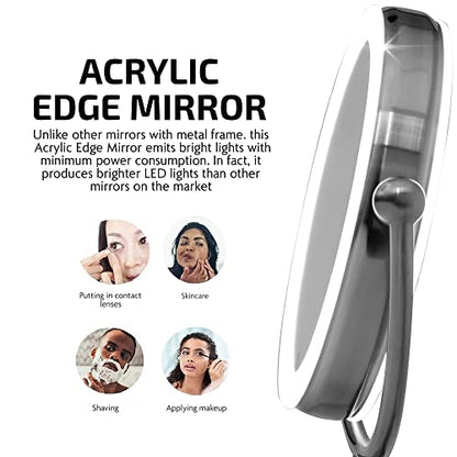 Ovente 7.5" Lighted Wall Mount Makeup Mirror, 1X & 10X Magnifier, Spinning Double Sided Round LED w/ Dimmer Switch, Extend, Retractable & Folding Arm, Battery USB Powered Nickel Brushed MLW75BR1X10X - color: Nickel Brushed, size: 10.3"L x 12.4"W, style: 1