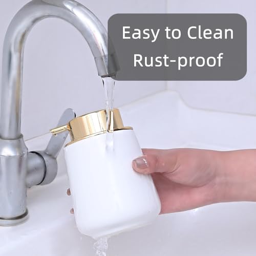 Modern Foam Soap Dispenser for Bathroom, Chic Ceramic Bottle(White) | Gold Soap Dispenser Pump - color: White