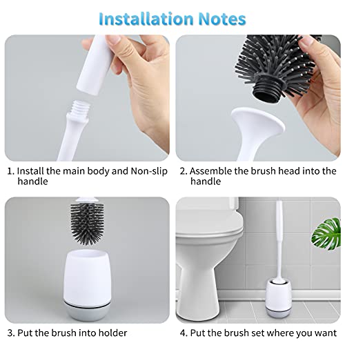 RV Toilet Bowl Brush and Holder, Silicone Toilet Bowl Brush Cleaning Toilet Scrubber Set with Non-Scratch Silicone Bristles Deep Cleaning. Wall Mount for Motorhome Travel, Travel Trailers, Camper