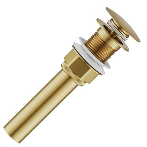 Bathroom Sink Drain with Strainer Basket and Pop-Up Drain Stopper Set (Gold, Without Overflow) - color: Gold, size: Without Overflow
