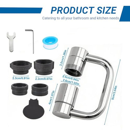 Faucet Extender for Bathroom Sink, Dual Modes Bubble Stream & High Pressure Spray, 1440° Rotation 4 Connector Foldable Design, Fits Most Faucets for Kitchen Bathroom Sink, Splash Proof Water Saving