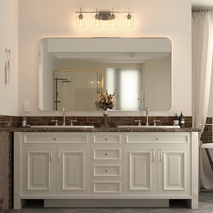 VONLUCE 4 Light Bathroom Vanity Light Fixture,Brushed Nickel | Wine Glass Shades, E26 Sockets, Easy to install, Vanity Lights for Bathroom Bedroom Hallway Living Room - color: Nickel, size: 4-Light