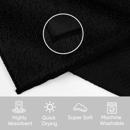 HOMEXCEL Black Washcloths 12 Pack, Highly Absorbent and Soft Microfiber Face Towel, Makeup Remover Towels, Multi-Purpose Wash Cloths for Bathroom, Hotel, Spa, Gym, and Kitchen, 12x12 Inch - color: Black