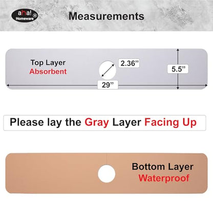 Faucet Mat Kitchen Sink Cuttable : AHA HOMEWARE Kitchen Sink Splash Guard Deck Plate, Customizable Cut Extra Hole for Soap Dispenser, Diatomite Leather Absorbent Fast Drying 2-PACK (Light Gray) - color: Light Gray