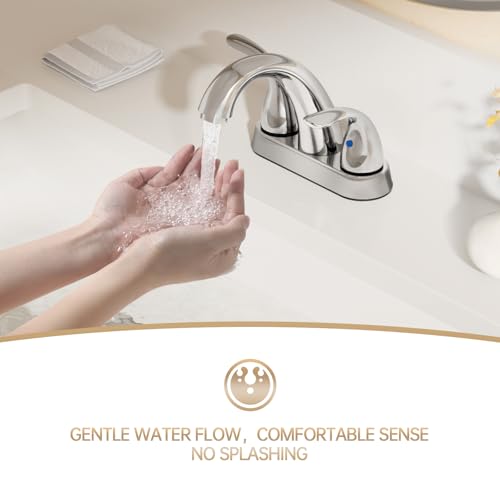 Chrome 4 Inch 2 Handle Centerset 2 or 3 Holes Bathroom Faucet 2 Pack, Vanity Sink Faucet with Copper Pop Up Drain and Water Supply Lines, BF008-5-C-2PACK - color: Chrome, style: 2 Pack