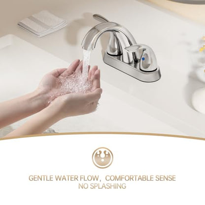 Chrome 4 Inch 2 Handle Centerset 2 or 3 Holes Bathroom Faucet 2 Pack, Vanity Sink Faucet with Copper Pop Up Drain and Water Supply Lines, BF008-5-C-2PACK - color: Chrome, style: 2 Pack