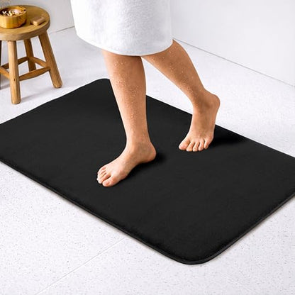 American Soft Linen 21x32 Fluffy Foamed Slip Reducer Bath Rug, Machine Washable Area Bath Mat Rugs for Bathroom, Black - color: Black, style: 21x32" Fluffy Foamed Bath Mat