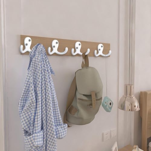 IBosins 20 Pack White Double Prong Coat Hooks Wall Mounted with 40 Screws | Heavy Duty Retro Double Utility Hooks for Coat, Scarf, Bag, Towel, Key, Cap, Cup, Hat - color: 20 Pcs White