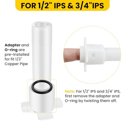 Four in One Universal Tub Spout Adapter, Bathroom Bathtub Faucet Replacement Kit with Assembly Tool Fits 1/2'' Copper Pipe, 1/2'' IPS and 3/4'' IPS