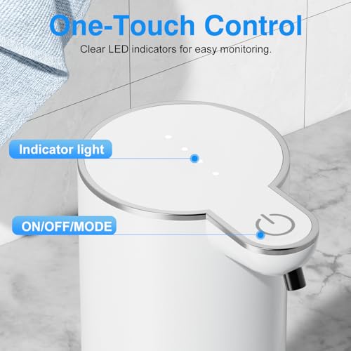 Automatic Touchless Soap Dispenser, 380ml Large Capacity, 4 Adjustable Levels, Wall Mount or Countertop, IPX5 Waterproof, USB-C Rechargeable, for Bathroom & Kitchen