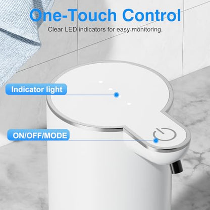 Automatic Touchless Soap Dispenser, 380ml Large Capacity, 4 Adjustable Levels, Wall Mount or Countertop, IPX5 Waterproof, USB-C Rechargeable, for Bathroom & Kitchen