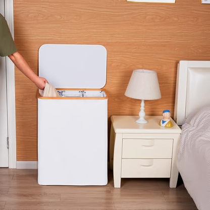 efluky Laundry Hamper with Lid, Trio Laundry Basket with 2 Removable Bags, 3 Section Laundry Bin with Bamboo Handles for Bathroom, Bedroom & Laundry Room, 160L (42.3 Gallon) White - color: White, size: 160L Trio