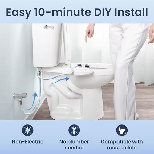 LUXE Bidet NEO 185 PLUS - Patented Bidet Attachment for Toilet, Chrome | Non-Electric, Dual Nozzle, Slide-In Install, 360° Self-Clean, EZ-Lift to Clean, Feminine & Rear Wash - color: Chrome