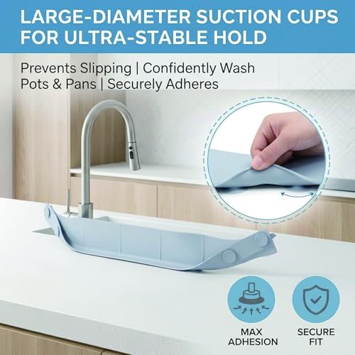 Silicone Sink Splash Guard 23 Inch for Kitchen, Faucet Mat Behind Faucet with Strong Suction Cups, Countertop Protector Keep Dry