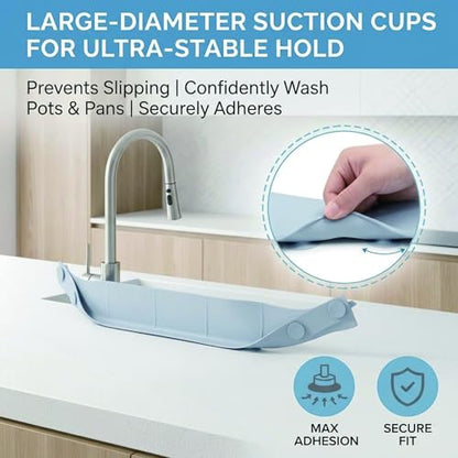 Silicone Sink Splash Guard 23 Inch for Kitchen, Faucet Mat Behind Faucet with Strong Suction Cups, Countertop Protector Keep Dry