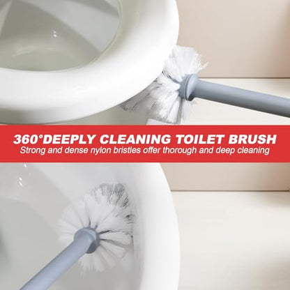 Toilet Plunger and Brush Set for Bathroom Cleaning with Holder, 16inch Plunger and Brush with Holder for Deep Cleaning Bathroom