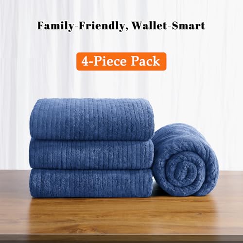 Bath Towels Set of 4 Extra Large 35 x 70 Inches,Luxury Thick High Absorbent and Quick Dry Bath Sheet,Ultra Soft Microfiber,Bathroom,Beach,Yoga,Sport,SPA,Fitness (Navy Blue) - color: Navy Blue, style: 4 Piece Bath Towels