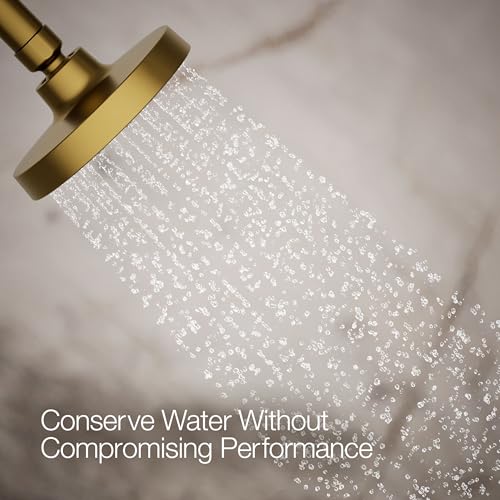 KOHLER K-33641-G-2MB Elate® Single-Function Showerhead, 1.75 GPM, Powerful Flow Shower Head, Easy Maintenance, Sleek Design, Vibrant Brushed Moderne Brass - color: Vibrant Brushed Moderne Brass, size: 1.75 GPM