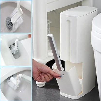 Rv Camper Trash Can Inside [Space Saving & Odor-Proof], Skinny Bathroom Trash Can and Toilet Brush Set, Ultra Slim Trash Can Bathroom with Lid, Small Garbage Can Tiny Trash Bin Built-in Bag Dispenser