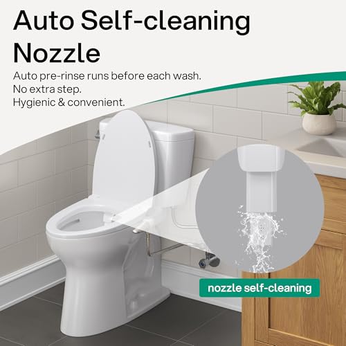 hansrapo Left-Hand Bidet Attachment – Left Side Control for Tight Bathroom Spaces, Non-Electric, Dual Nozzle, Adjustable Water Pressure, Self-Cleaning,Ultra-slim Left Handed Bidet.