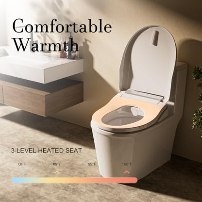 Bidet Toilet Seat Elongated, Heated Electric Bidet Foam Shield | Warm Water Wash & Warm Air Dryer, LED Display Screen, Self-Cleaning Nozzle, Soft Close Lid, Night Light, Remote & Heated Seat - style: Display – Premier