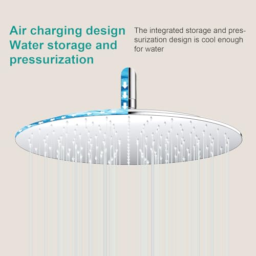 All Metal Rain Shower Head - Heavy Duty Stainless Steel, Easy Install, High Water Flow, Ultra-Thin Modern Design for Bathroom (Chrome, 16) - color: Chrome, size: 16