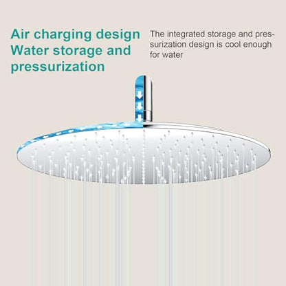 All Metal Rain Shower Head - Heavy Duty Stainless Steel, Easy Install, High Water Flow, Ultra-Thin Modern Design for Bathroom (Chrome, 16) - color: Chrome, size: 16