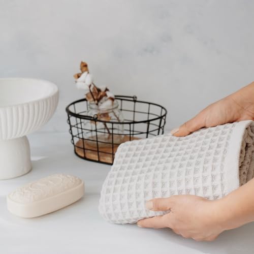 Waffle Bath Sheet Set, 100% Turkish Cotton, Includes 1 Bath Sheet, 1 Hand Towel, 2 Face Towels - color: Light Grey, size: Bath Sheet Set (4 Pieces)