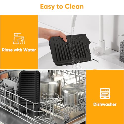24'' Longer Faucet Mat for Kitchen Sink Splash Guard[7° Slope Fast Self-draining][Snap Lock Fit]Kitchen Sink Faucet Mat Splash Guard Kitchen Sink Area Water Splash Guard Behind Faucet Draining Mat - color: Black, size: 24" x 5.5"