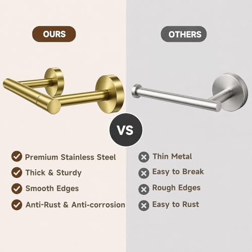 Toilet Paper Holder and Hand Towel Ring Bathroom Set | Brushed Gold,Stainless Steel,Wall Mount,Bathroom Accessories,Hand Towel Ring and Toilet Paper Holder Set,Easy to install - color: Brushed Gold