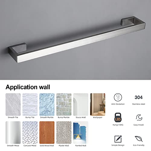 BAGNOLUX Brushed Nickel Bathroom Hardware Set 4 Pieces, Bath Towel Holder Set SUS304 Stainless Steel, Towel Racks Set for Wall Mount, Square Bathroom Accessories Set Towel Bar Heavy Duty - color: Brushed Nickel-b