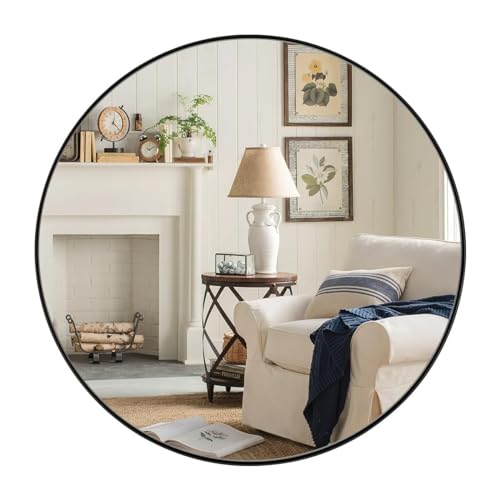 ANDY STAR 36" Black Round Mirror, Black Circle Mirror, 36 inch Round Black Mirror Bathroom, Big Circle Wall Mirror in Metal Frame, Matte Black Vanity Mirror for Entryway, Living Room, Dining Room - color: Black, size: 36"L x 36"W