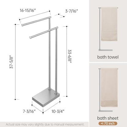 KES Free Standing Towel Racks for Bathroom with 3X Thicker Base, 2-Tier | Towel Rack Stand for Bathroom Floor, Upgrade Steady Design, Pro-Grade 18/8 Stainless Steel Brushed Finish, BTH239A-2 - size: 33-37 inch (2-tier, Variable Height)