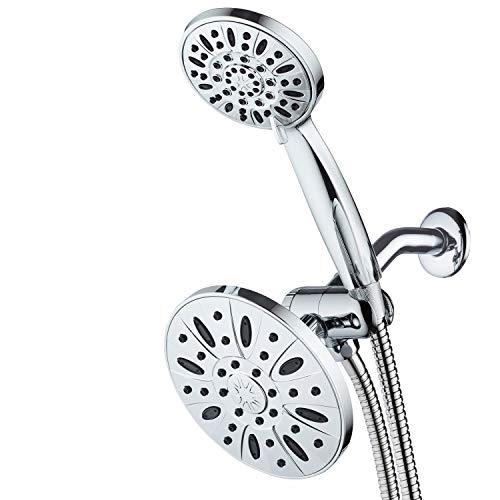 AquaDance 6" Premium High Pressure 3-way Rainfall Shower Combo Combines the Best of Both Worlds - Enjoy Luxurious Rain Showerhead and 6-setting Hand Held Shower Separately or Together! - color: Chrome