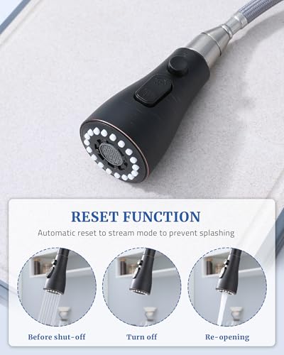 Kitchen Faucet Head Replacement, 15 Adapters, 3-Mode Pull Down Sprayer Head | 3 Functions Stream Spray Pause, Easy to Install, Pull Out Nozzle, Oil Rubbed Bronze, Compatible with Moen Delta Hansgrohe - color: Oil Rubbed Bronze