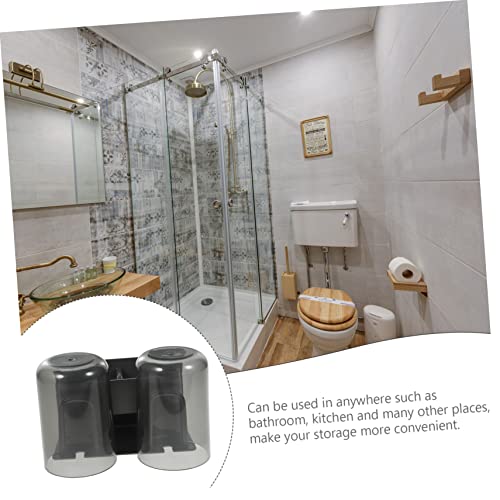 IMIKEYA 1set Nail Wall Mount Toothbrush Holder with Double Cups for Couples Easy Installation Space-Saving Bathroom Organizer for Toothbrushes and Sundries Suitable for Smooth