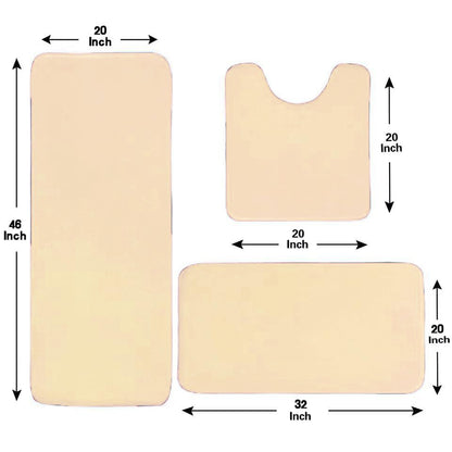 Madeals Long Memory Foam Bathroom Rug Set 5 Piece with Toilet Lid Cover and Tank Cover Set Beige - color: Beige, size: 20"x46"/20"x32"/Contour/Lid Cover/Tank Cover